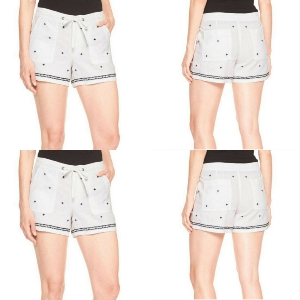GAP white linen embroidered drawstring shorts